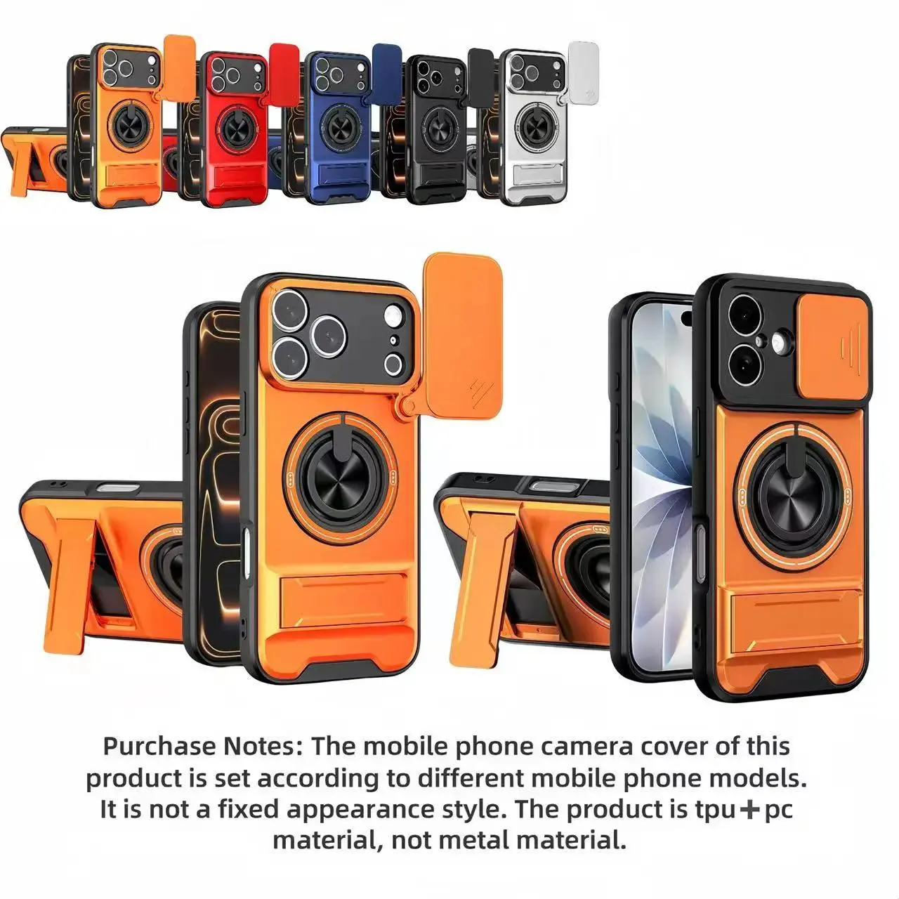 New Mecha Push Window TPU Phone Case, Magnetic Ring Military Grade Shockproof Protective Cover with Accessories For iPhone 17 Pro Max/16/15/11 Pro Max & Samsung S26 Series (Ultra/Plus)