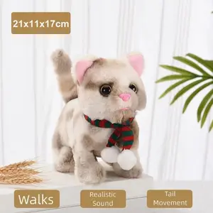 New My Realistic Robot Cat Walking Tail Wagging Simulated Robot Puppy Cat Barking Soft Interactive Robotic Pet Companion Gift