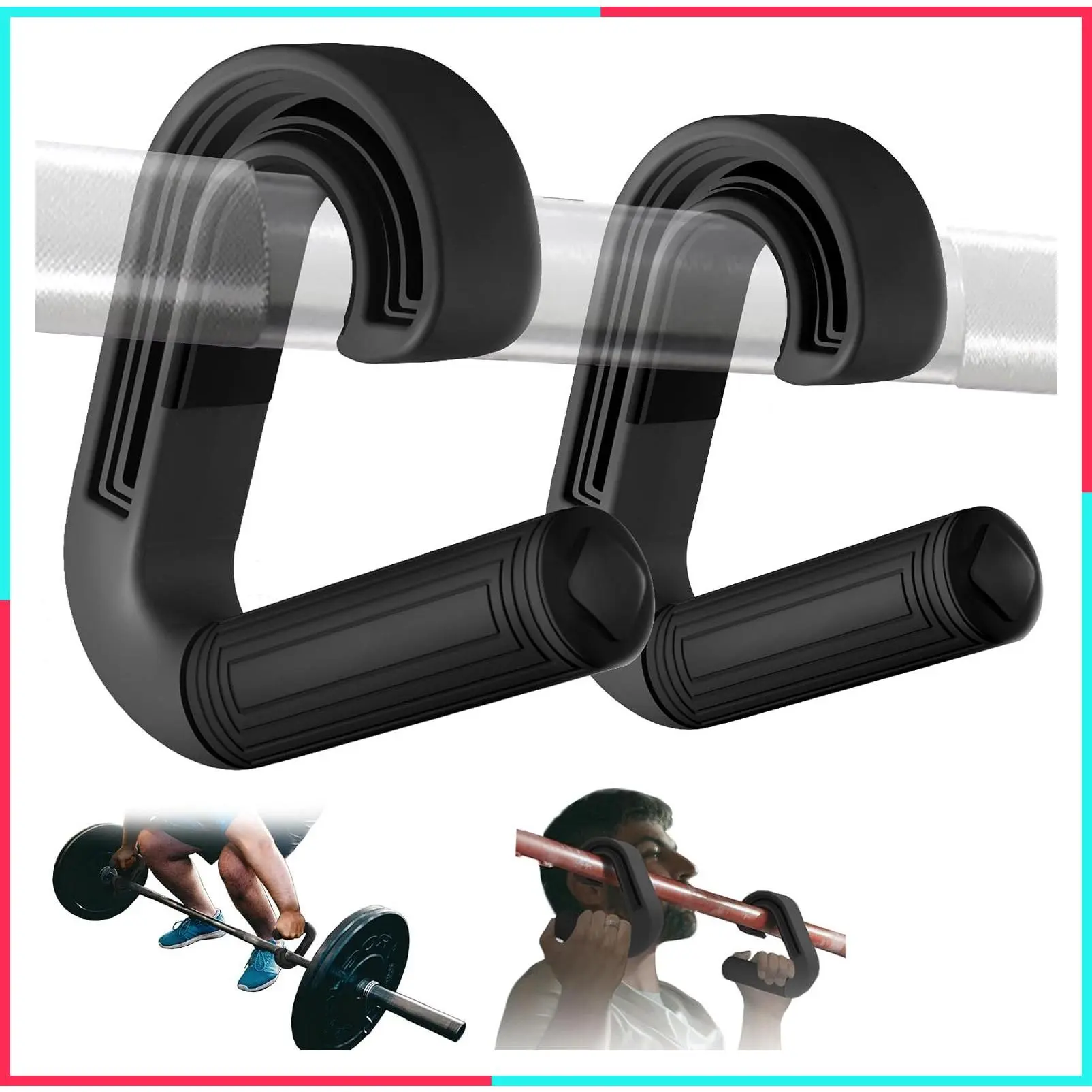 Neutral Grip Handles for Pull Ups: Ergonomic Portable Hooks for Barbell Rows, Deadlifts, Resistance Bands, Home Gym Fitness Training