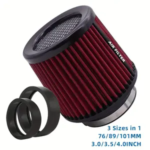 76mm 89mm 101mm High Flow Cold Cone Air Intake Filter, 2.5inch 3inch 3.5inch Universal Car Air Filter, Race Car Modification, Racing Automotive
