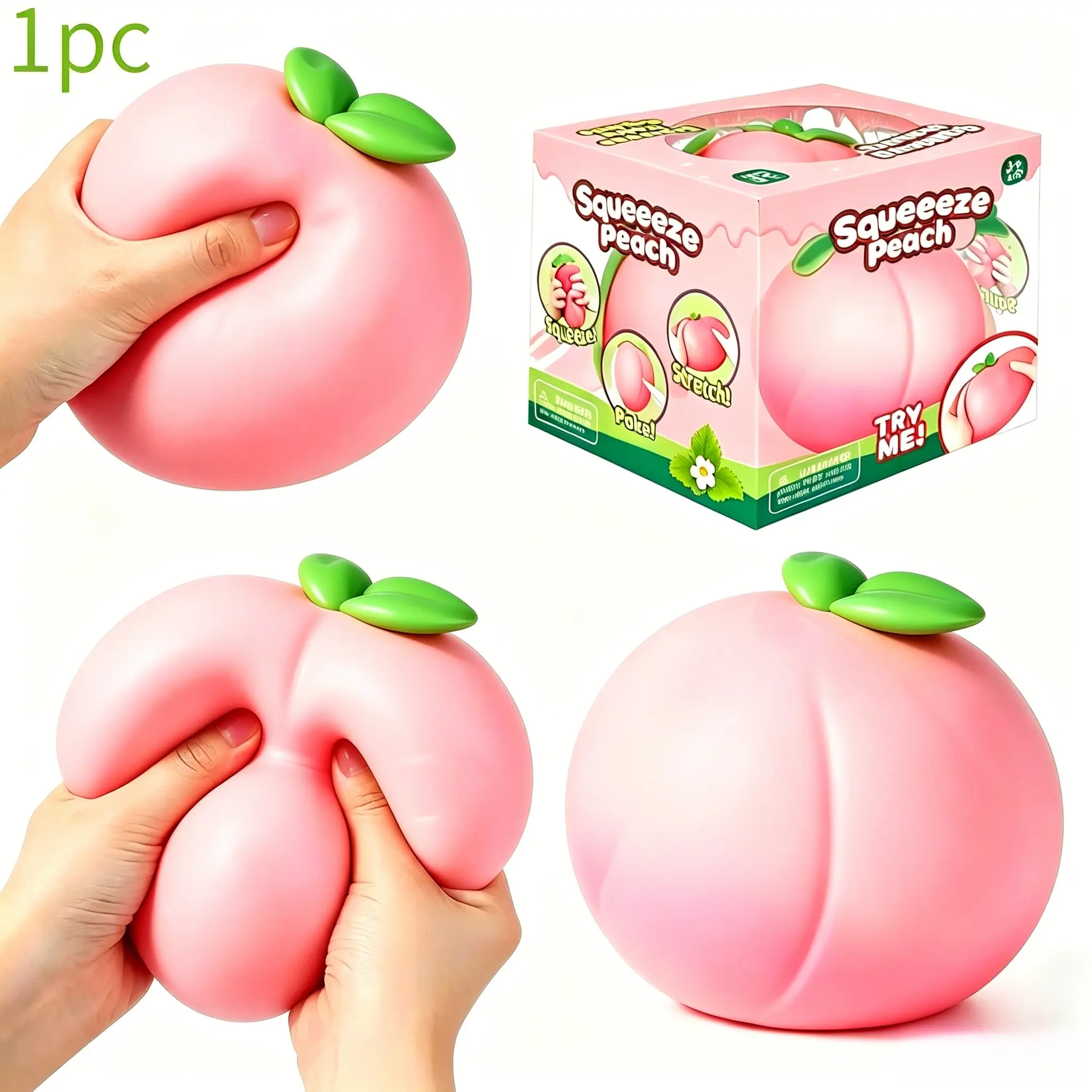 Giant Peach Squeeze Toy, Soft Tpr Dough Filled Stress Relief Toy, Perfect for Parties, Birthdays, Christmas, Focus and Relaxation, Squishy Stress Relief