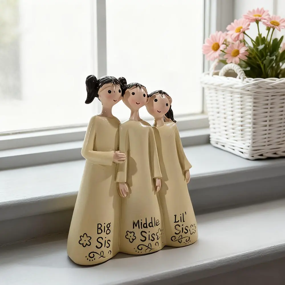 Mini Three Sisters Resin Statue Ornament, Heart‑Warming Meaningful Figurine for Sisterly Friendship, Desktop Home Tabletop Decor, Perfect Easter & Housewarming Gift for Sisters
