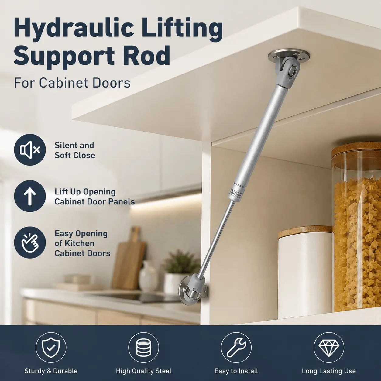 Soft Close Hydraulic Gas Spring Cabinet Hinges, Graphite Black, Quiet & Durable Hardware for Kitchen Cabinets, Wardrobes, Bathroom Vanity, Office Desks