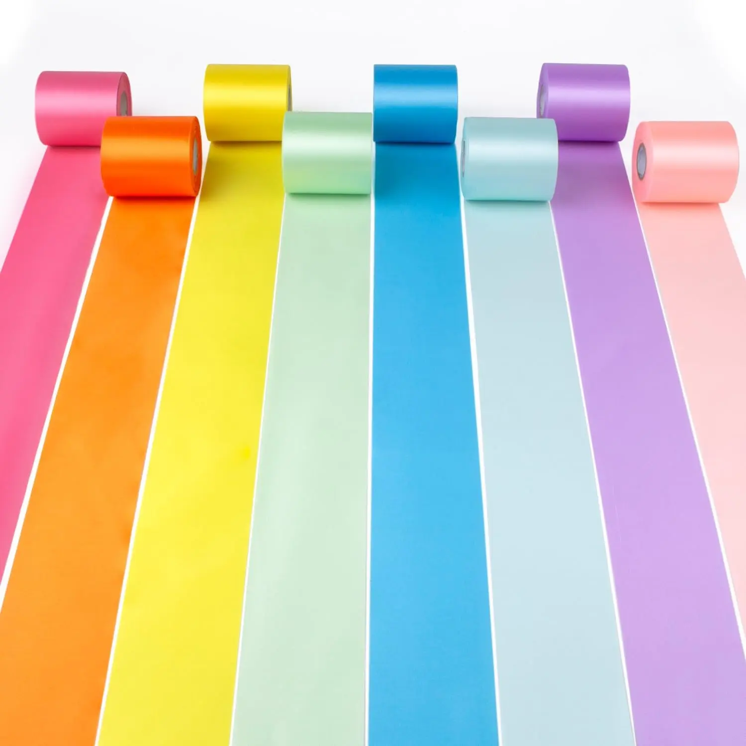 Pastel Ribbon 2 Inch Wide Macaron Rainbow Satin Ribbon 8 Rolls 87 Yds Colorful Ribbon  Bulk Ribbons Set for Christmas Easter Fiesta Party Decor  Wrapping Tassel Garland DIY Crafts