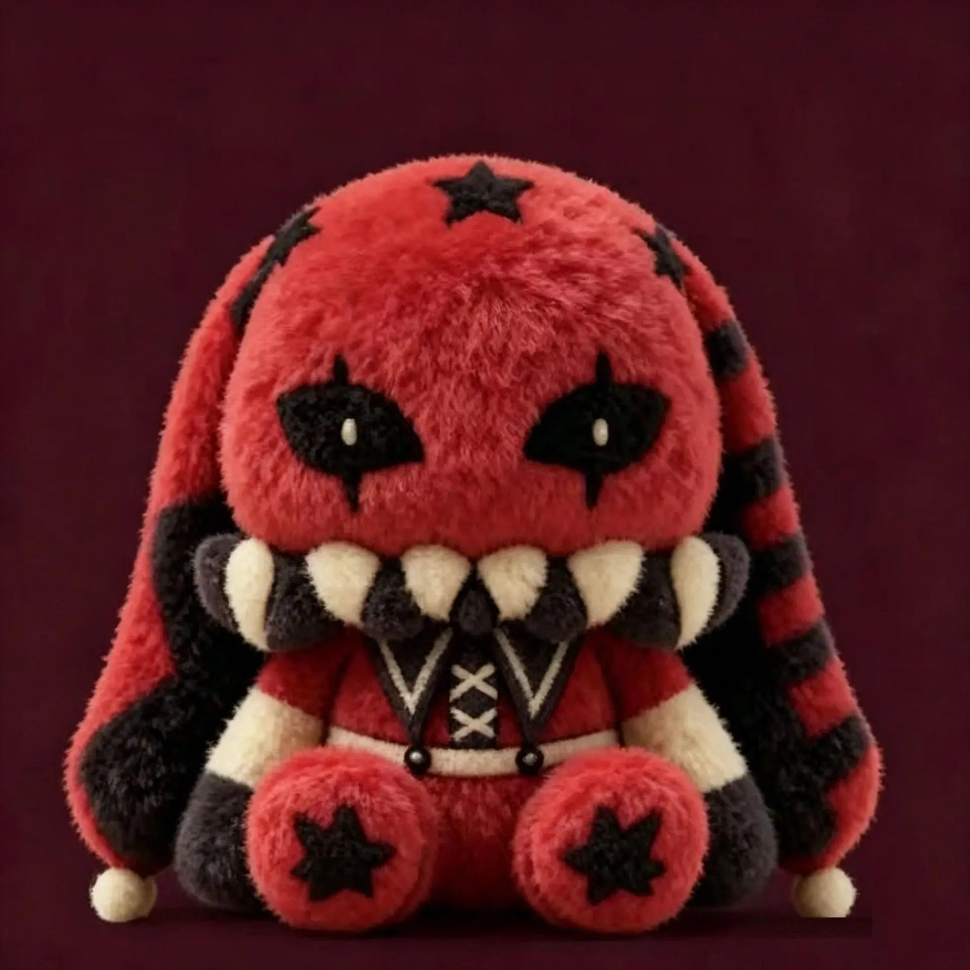 The Freak Circus Pierrot Rabbit Plush Toy Star Print Striped Long Ear Soft Stuffed Animal Home Decoration For Adult Collectors