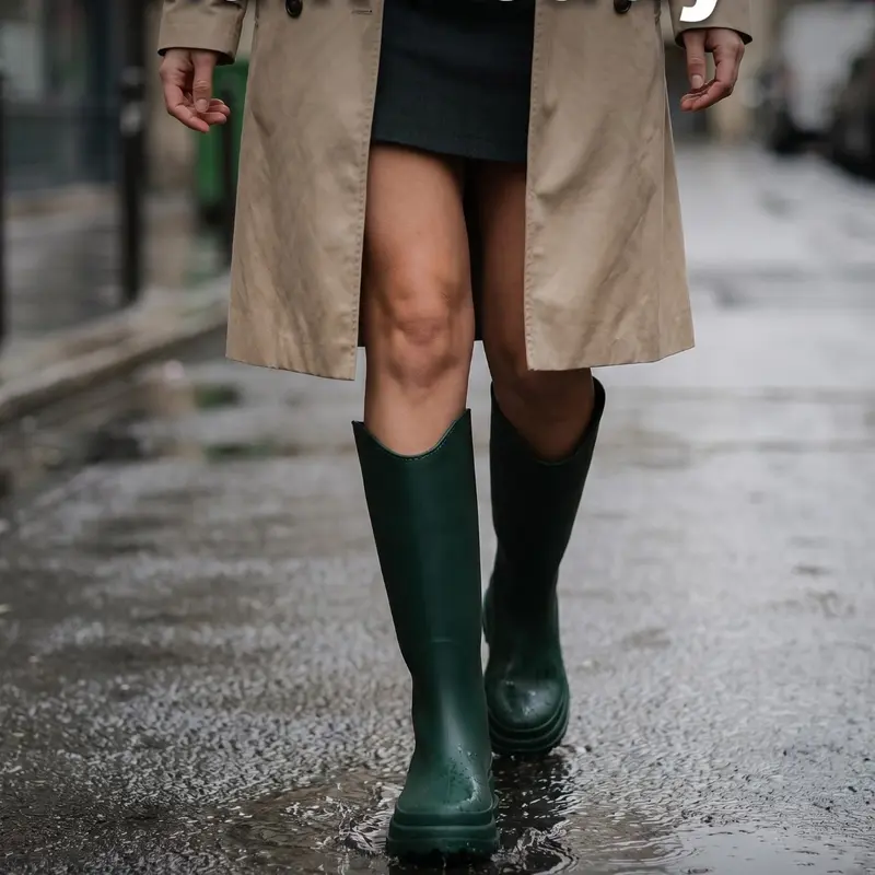 Women's Waterproof Over-The-Knee Rain Boots, Fashionable Rain Boots, Trendy Boots Fashion Thick Sole Non-Slip PVC Material, Casual Round Toe Spring & Fall Shoes