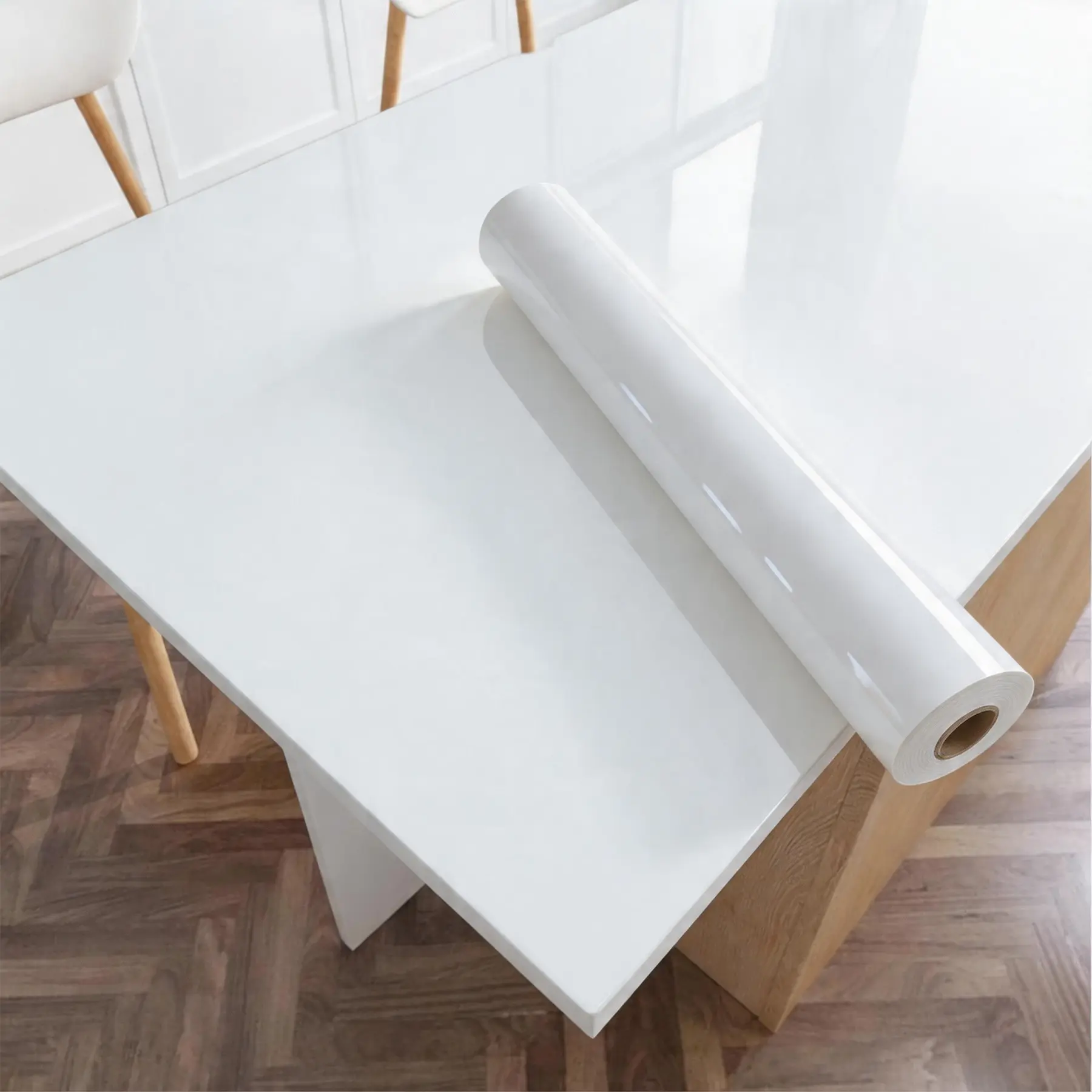 1PC Marble wall Paper （15.75"x78.7"inch）, Self-Adhesive Countertop Peel and Stick Wallpaper, Waterproof Removable Vinyl Film for Kitchen Countertops Cabinets Backsplash (Elegant White/Grey/Glossy White, Multiple Styles) Marble Pattern Wallpaper
