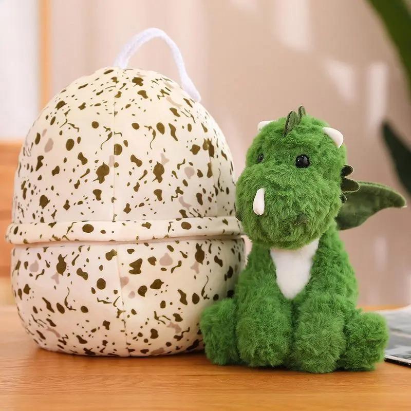 Dinosaur Egg Plush Toy, Soft Green Dragon Stuffed Doll with Egg Shell, Cute Reversible Plushie Gift for Kids & Dinosaur Lovers