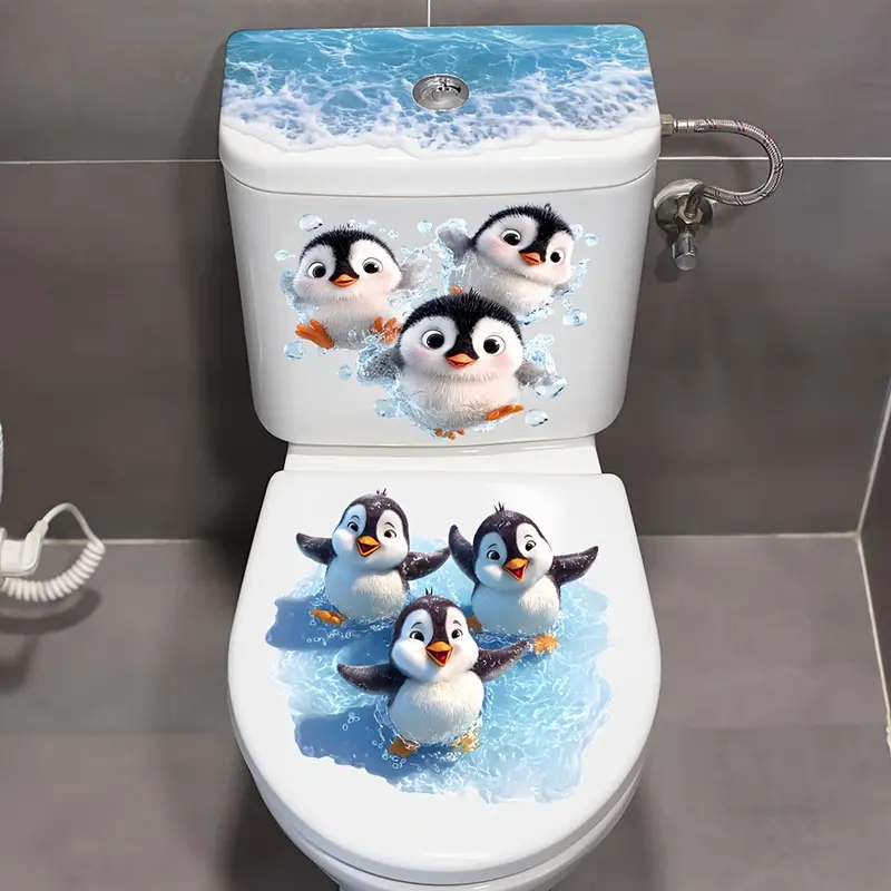 6 self adhesive removable little penguin stickers waterproof vinyl material perfect for water play suitable for background walls in living rooms bedrooms bathrooms toilets cabinets car doors decorativ