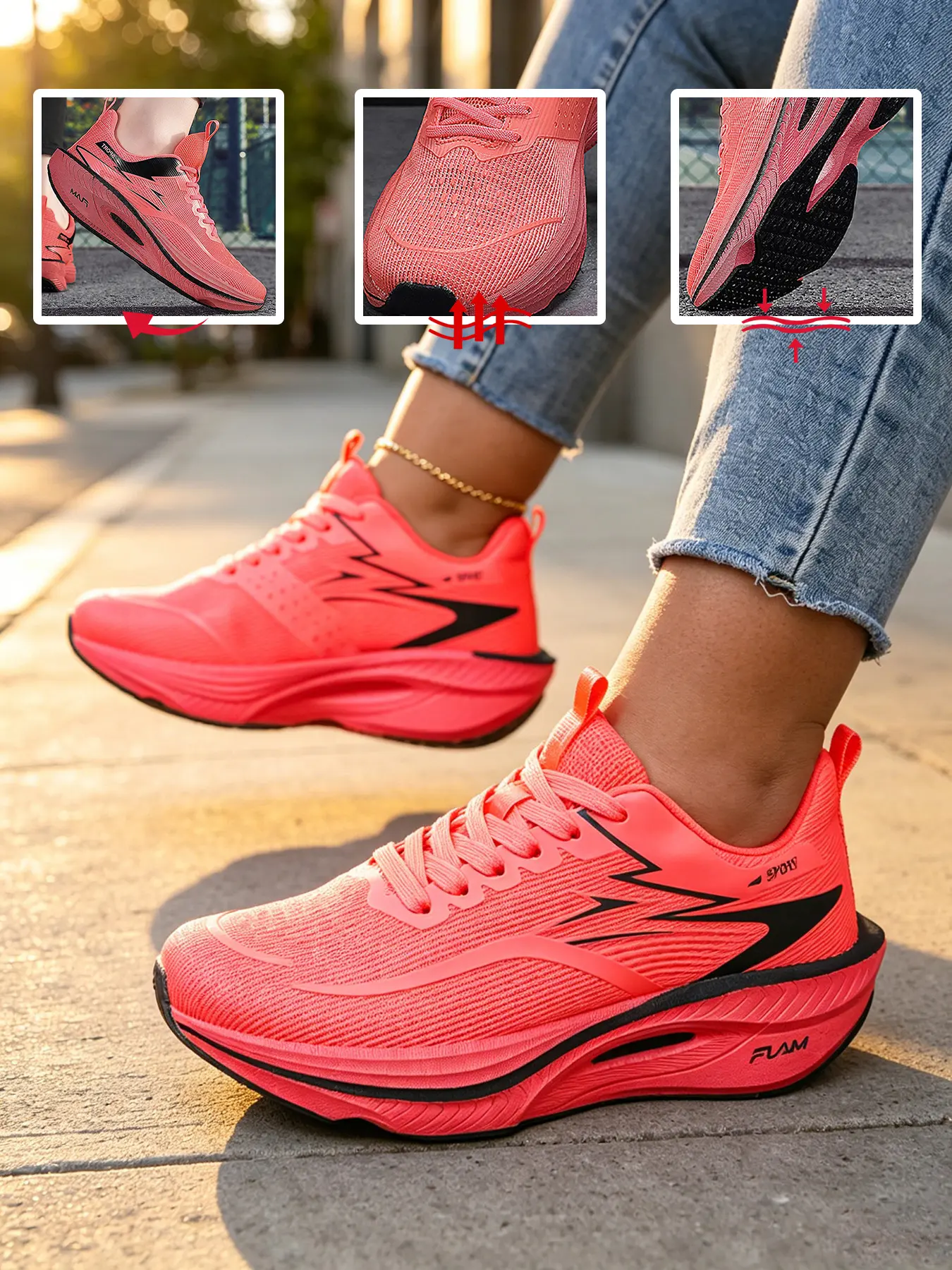 Couple Running Shoes, Breathable Lightweight Athletic Sneakers, Non-Slip Durable Sole, Unisex Marathon Footwear, Multiple Colors Available