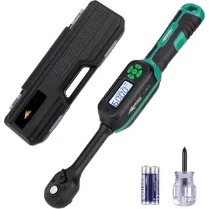 Digital Torque Wrench - 3/8 Inch Drive Electric Torque Wrench (3-60Nm), Features -Direction Ratchet, +-2% Accuracy, Buzzer & LED , 4-Measurement Unit (Nm/lb.ft/in.lb/kgf.cm)