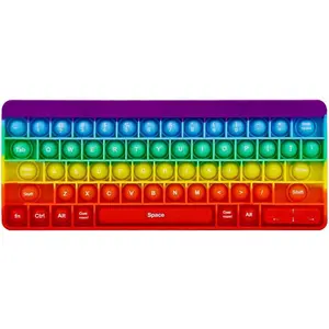 Push Toy Pop Bubble Fidget Sensory Toys Push It Pop Fidget Toys Rainbow Keyboard Shape, Pop Silicone Popper Toy Anxiety Stress Reliever Relief Autism Learning Materials Game Gift for Kids (Rainbow)fidget toys