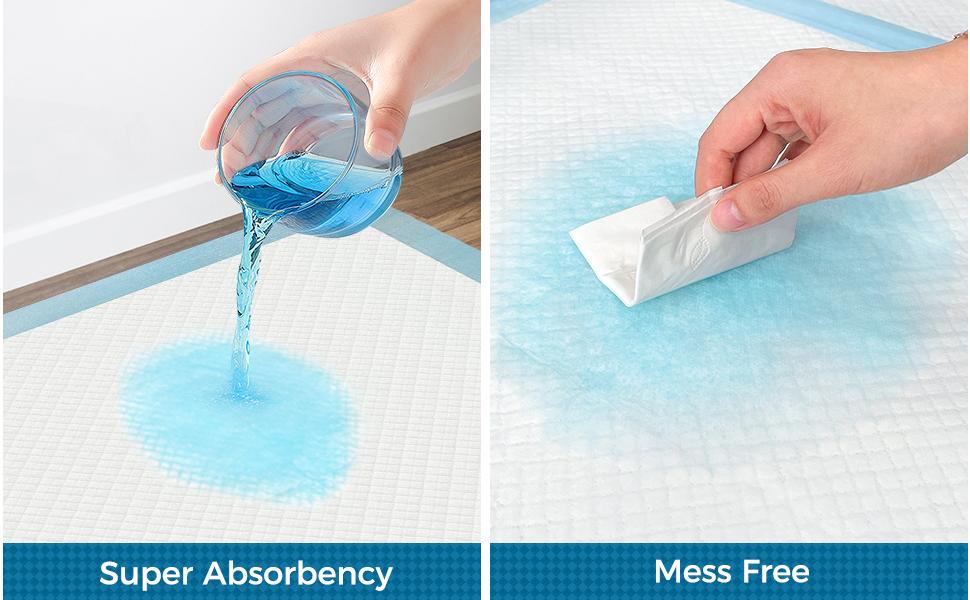 Basics Leak-Proof Dog and Puppy Potty Training Pee Pads with Quick-Dry 5-Layer Super Absorbent Surface for Dog Training, Floor Protection, Regular Size 24x24", Blue & White, 40 Count