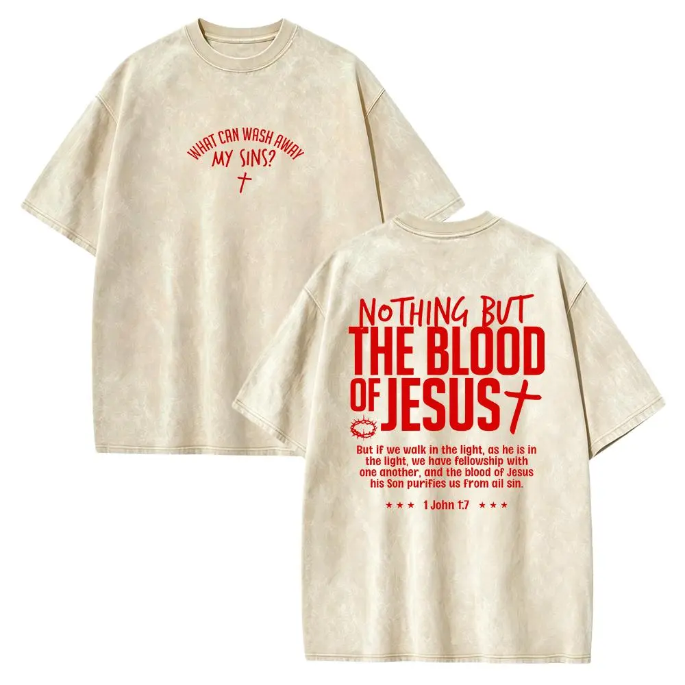 Christian Faith Washed T-Shirt, 1 John 1:7 Scripture Tee, Vintage Religious Graphic Top