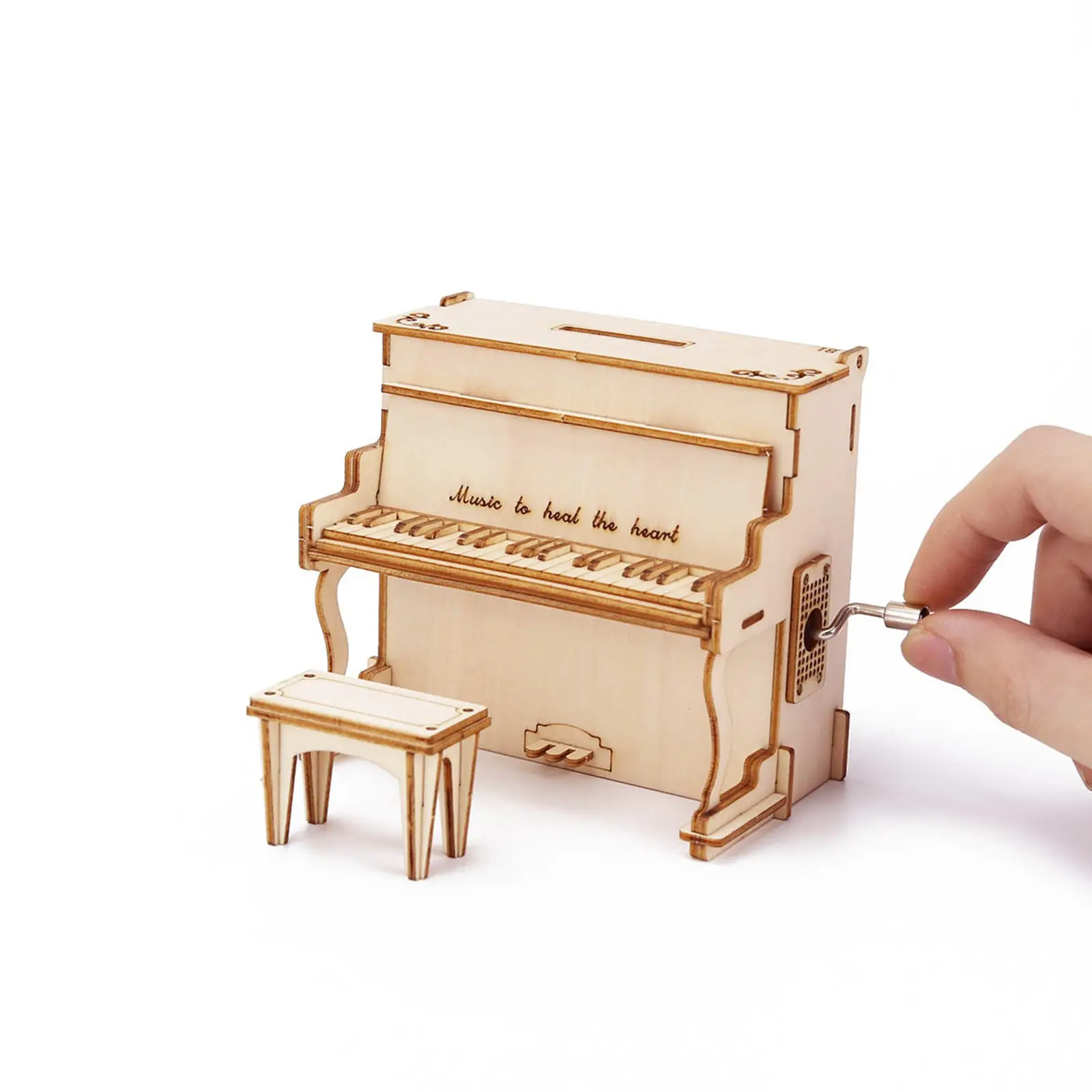 Piano Music Box Piggy Bank Building Blocks Puzzle, 3D Handmade Octave Box Desktop Decoration, Holiday Gift Assembly Toy