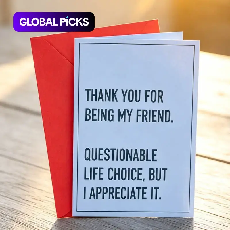 1pc "Thank You For Being My Questionable Life Choice" Sarcastic Friendship Card, Thank You Cards With Envelopes, Funny Appreciation for Friends, Colleagues & Loved Ones with Red Envelope #GLOBAL PICKS
