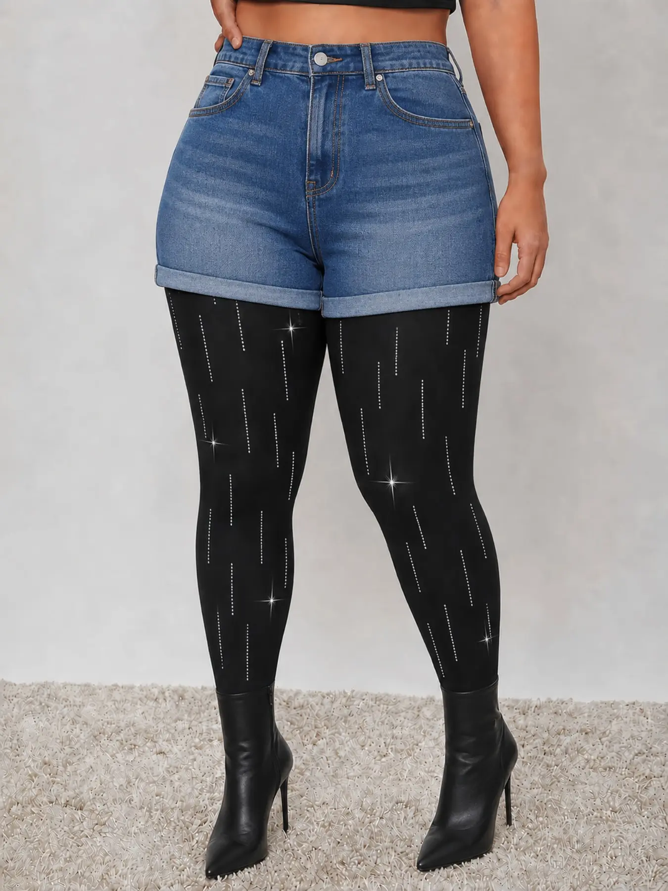 Women's Rhinestone Dash Pattern Ankle Leggings, High Waist Stretch Slim Pants, Sexy Stockings for Party & Daily Wear, High Waisted Legging, High Waists Leggings