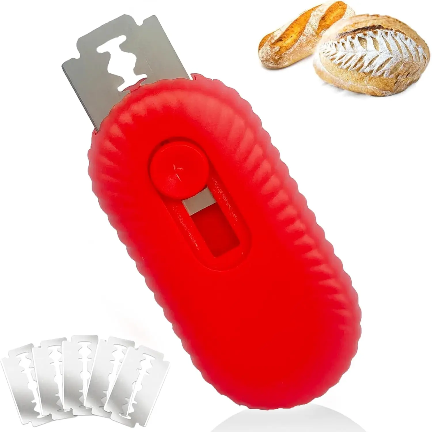 Bread Lame Dough Scoring Tool,Retractable Sourdough Scoring Tool with Stainless Steel  for Bread Baking, Cooking Supplies Accessories (RED)