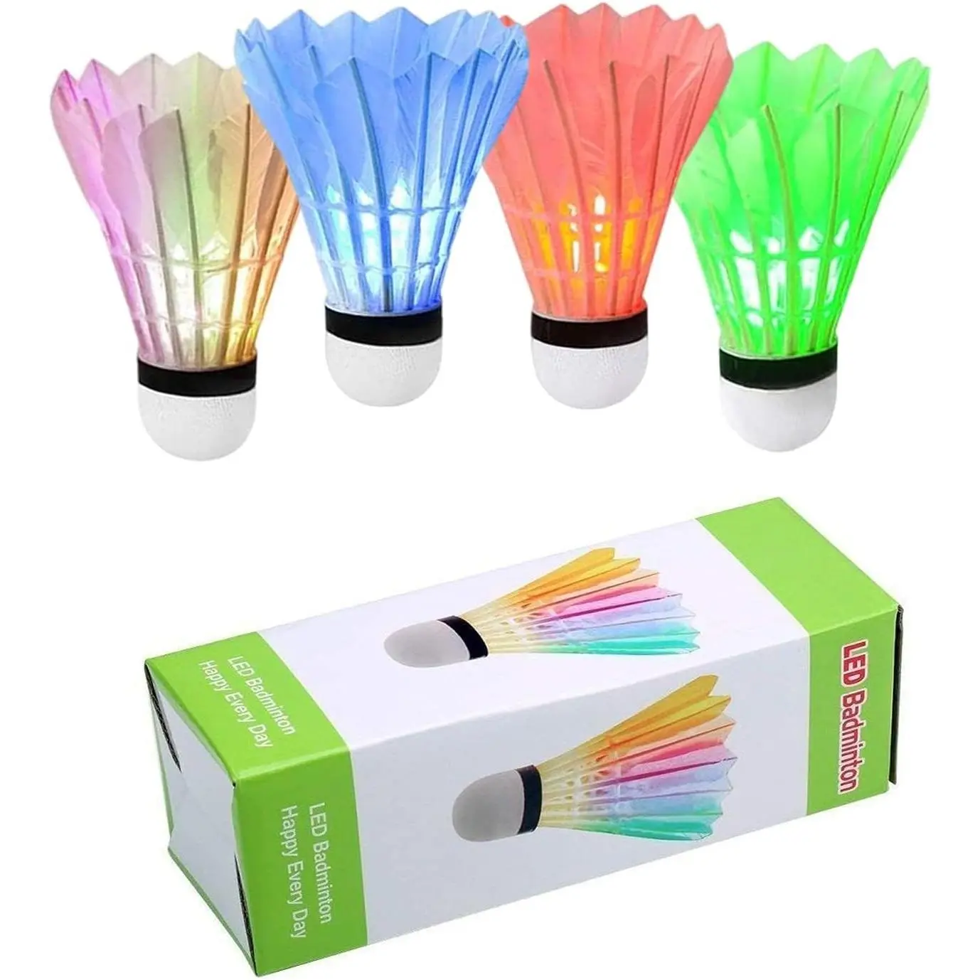Glow in the Dark LED Badminton Shuttlecocks, Light Up Birdies for Family Backyard Practice, 4/5/6 PCS Nylon/Goose Feather Long Lasting Set for Indoor Outdoor Sports
