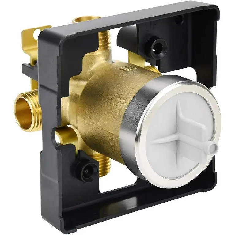 R10000-UNBX Brass Shower Valve Body - Delta MultiChoice Universal Tub & Shower Trim Kit Rough-In Valve (No Stops), 1/2-Inch Universal Inlets, Fits Delta 13,14,17,17T Series Single/Dual-Function Trims, Easy Maintenance, Flexible Upgrade, Delta 13, 14, 17,