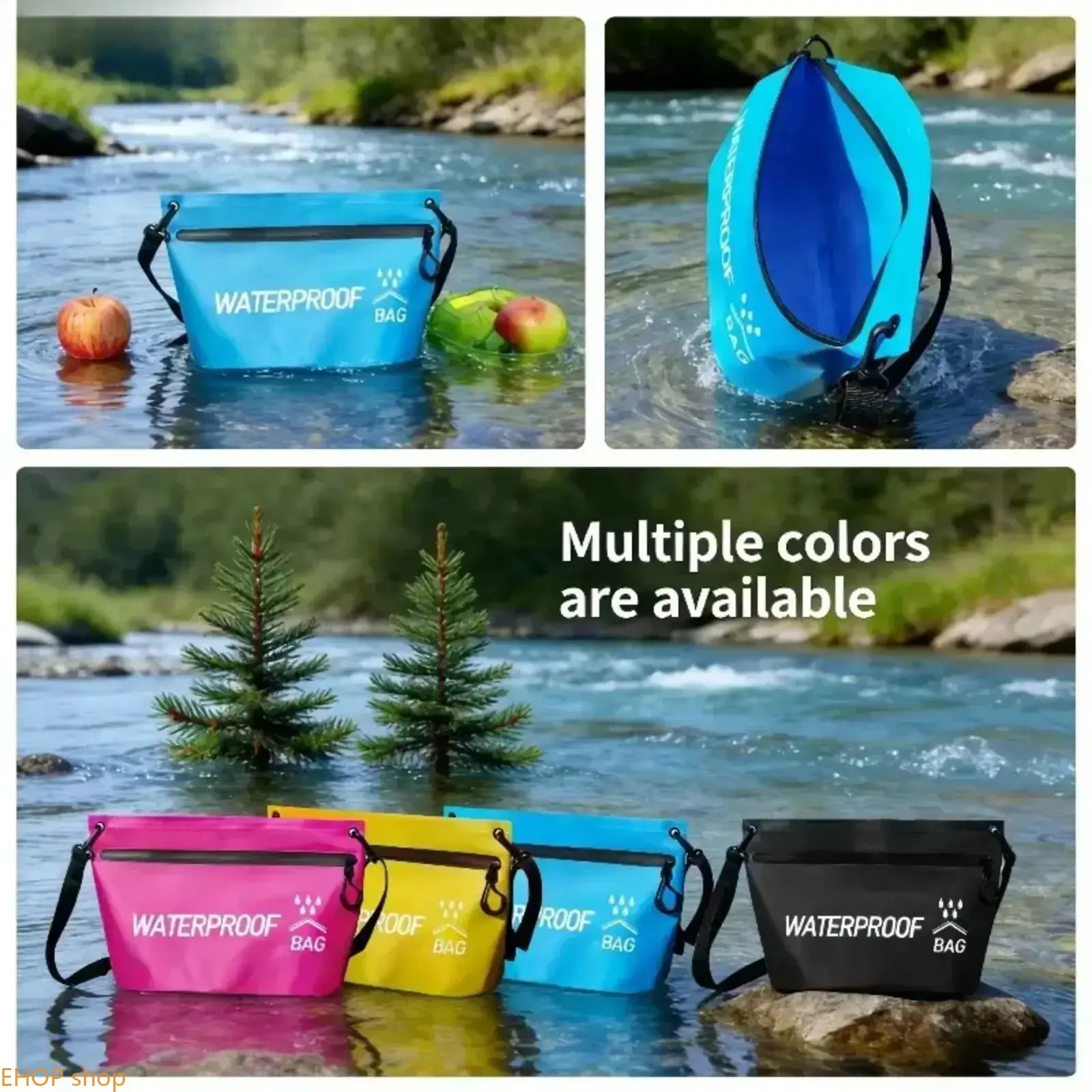 Unisex Polyester Durable Waterproof Zipper Wash & Dry Storage Bag, Portable Outdoor Sports Tote for Swimming, Rafting, Travel Gear Organization