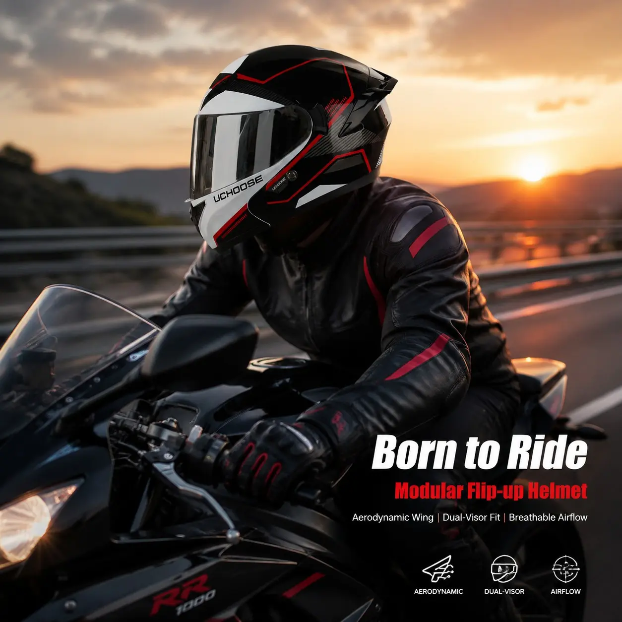 Dot Certified Flip-Face Helmet, Large Rear Wing Dual Lens, Electric Motorcycle Safety Hat for Men and Women, Unisex Protective Gear
