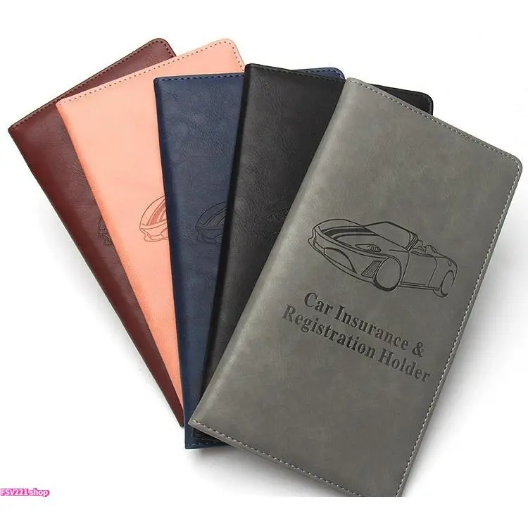 Leather Car Insurance and Registration Folder Wallet, Car Documents, Minimalist Design Document Organizer with Transparent Pocket for Ids and Important Papers, Multi-Card Auto Document Holder, Slim Suede Leather Vehicle Storage Essential