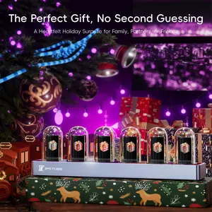 IPS Nixie Tube Clock with RGB Atmosphere Light, Gaming Left Side Glow Effect, Modern Decorative Timepiece, Ambient Lighting Feature