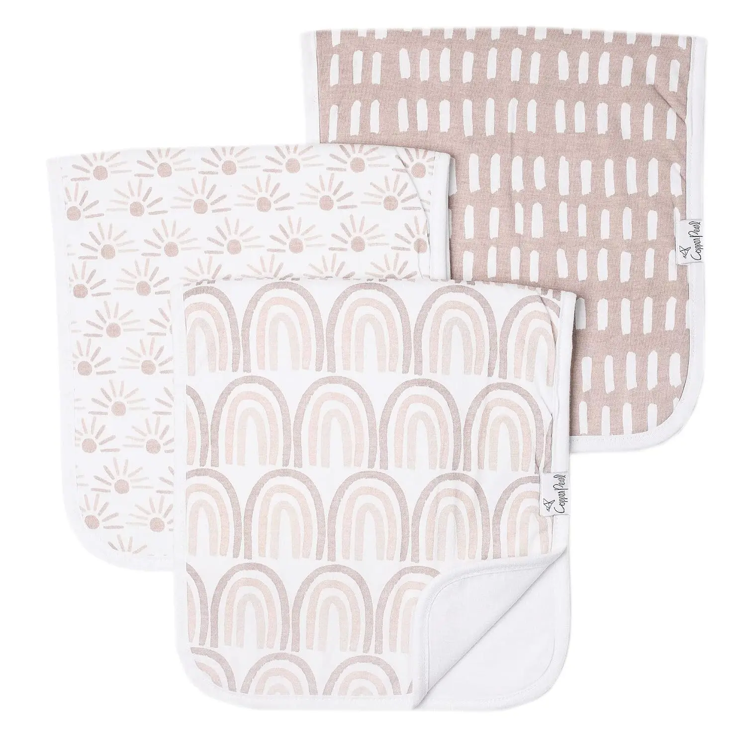 Copper Pearl Baby Burp Cloth, 21''x10'' Large Trifold, Premium Absorbent Triple Layer, 3-Pack All Seasons Gift Set (Bliss), No