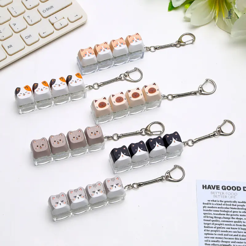 Plastic Sublimation Keycap Fidget Keychain - Novelty Fidget Keyring, Button Shape Keyboard Keys Stress Relief Toy, Gift-Ready Daily Carry Fashion Accessory for Fans Cheer