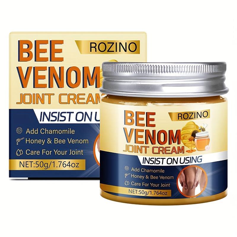 Rozino Premium Bee Venom Joint Cream with Chamomile & Manuka Honey - Clinically Tested Pain Relief for Seniors, Athletes, Knees, Hands & Back| Vegan, 50g Travel-Friendly