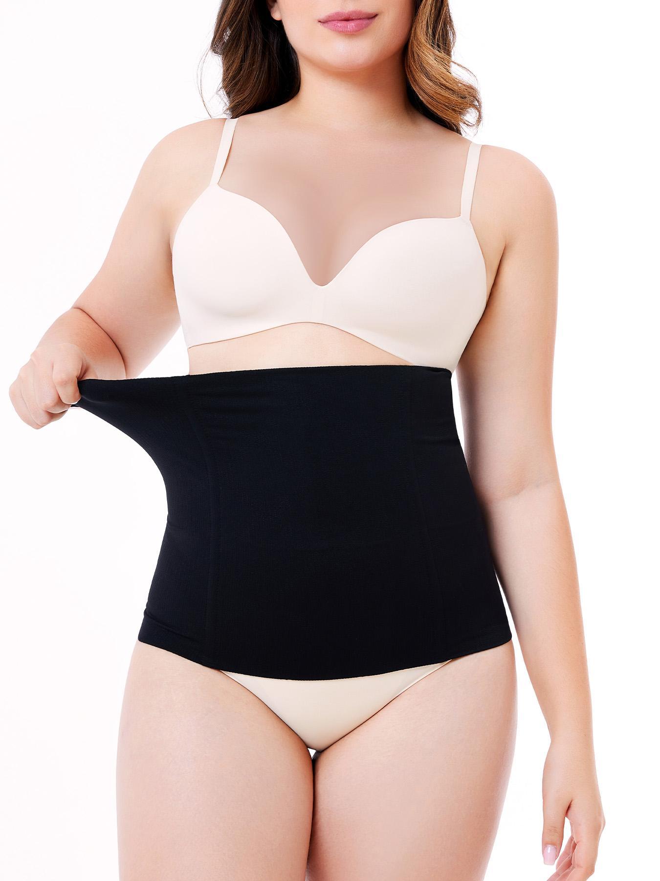 Plus Size Solid Steel Boned Waist Trainer, Breathable Seamless Waist Cincher, Women's Shapewear Belt for Tummy Control
