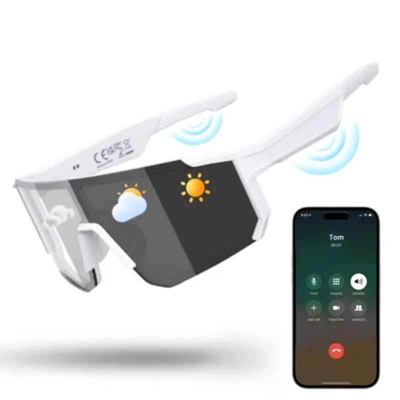 Photochromic Bluetooth Cycling Glasses, Open-Ear Smart Audio Sunglasses with Music, Hands-Free Calling and Voice Assistant for Running Fishing and Hiking