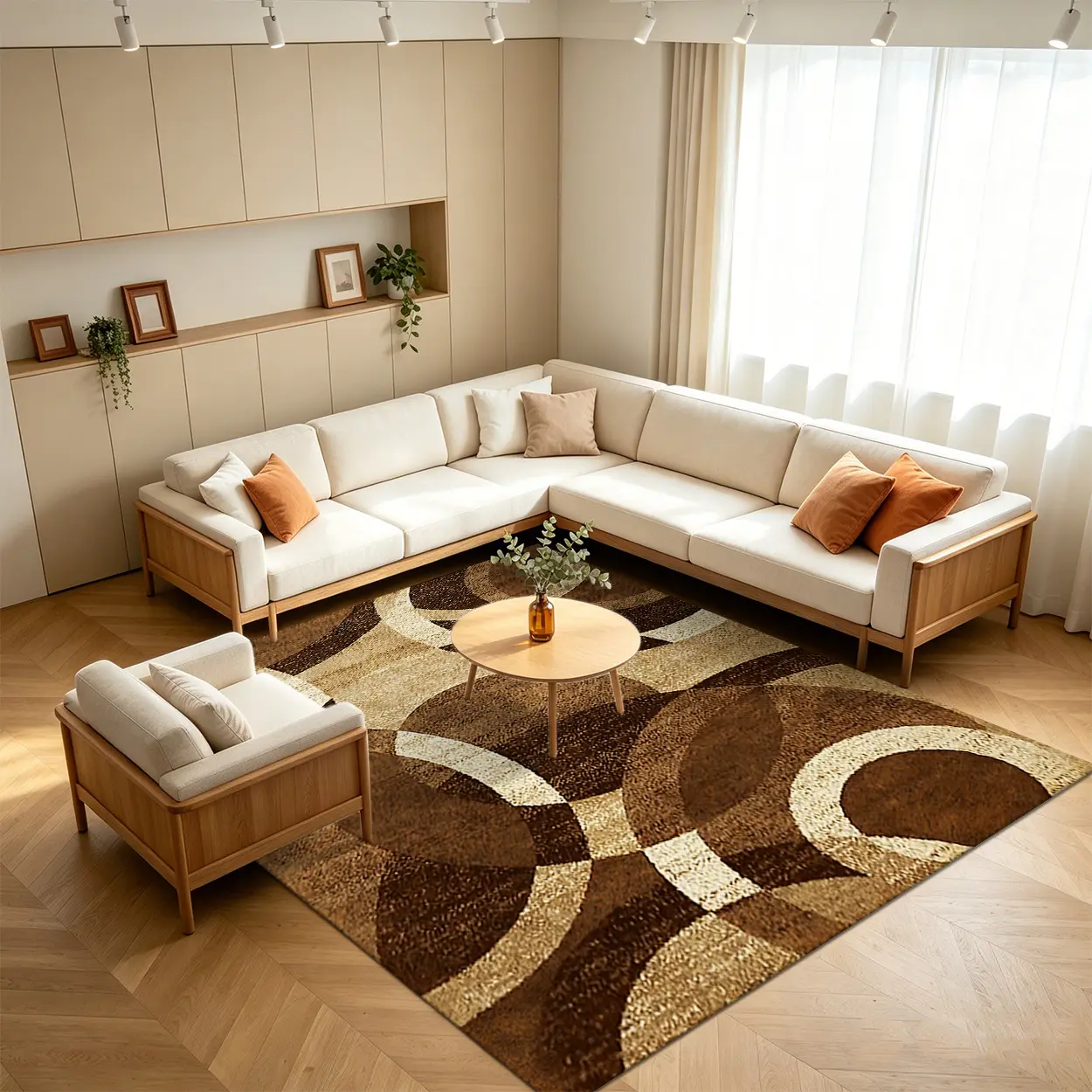 Local Delivery, Multiple Sizes Washable Non Slip Persian Area Rug for Living Room, Traditional Orange Floral Style Rug