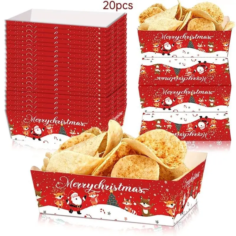 20 Christmas Snack Trays, Disposable Paper Trays for Holiday Parties, Perfect for Festive Treats, Easy to Use and Clean