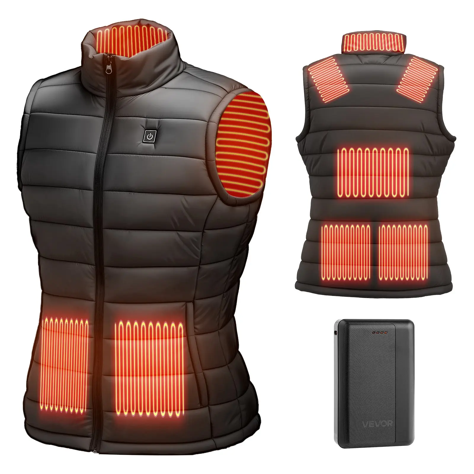 VEVOR Heated Vest, Women Electric Heating Vest with 16000 mAh Battery Pack, 8 Heating Zones Lightweight Rechargeable Winter-Vest with 3 Levels, for Outdoor Hiking Camping Fishing Skiing, Size S