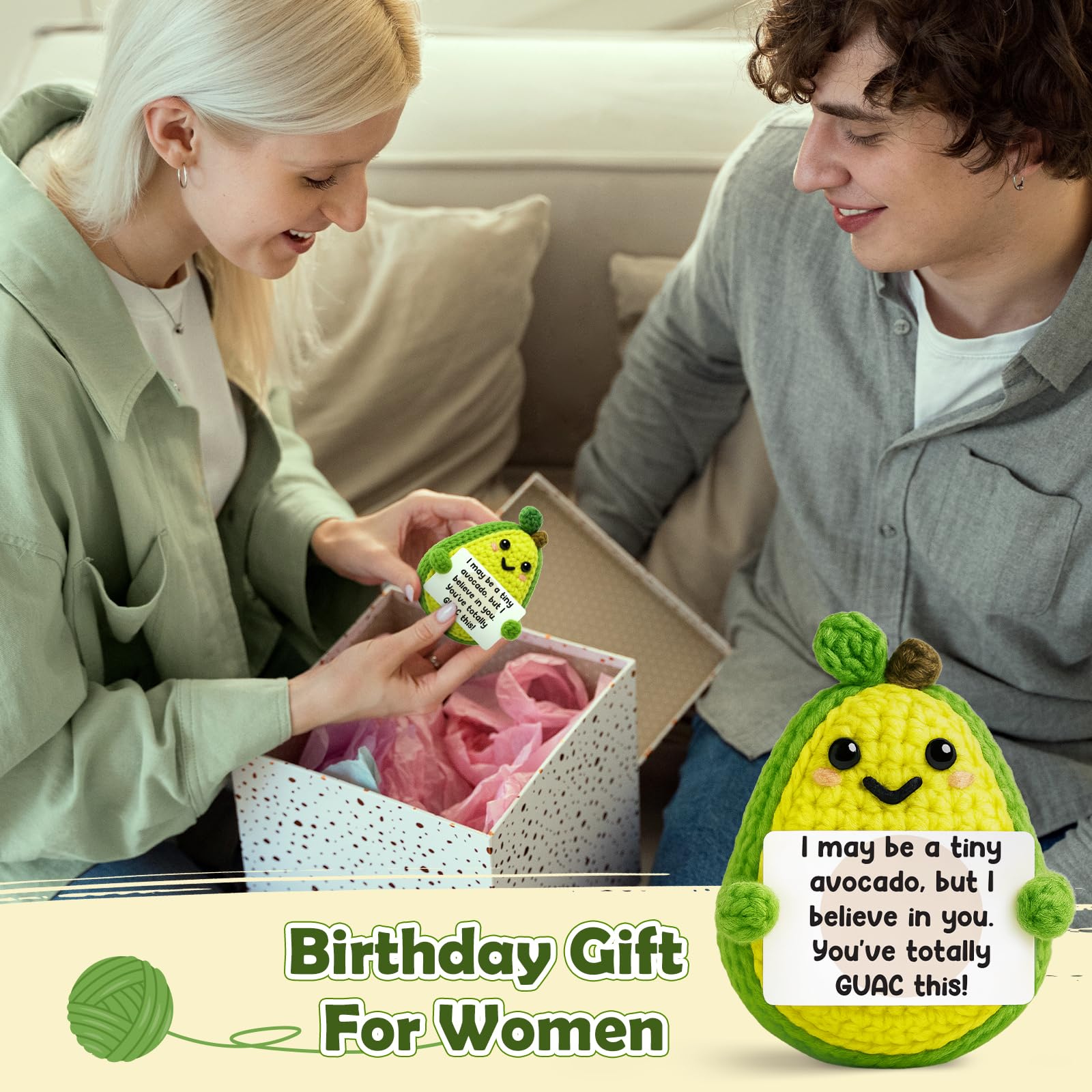 Adorable Handmade Knitted Avocado Doll Emotional Support Plush,Birthday Gifts For Women Men Him,Christmas Holiday Presents,Teacher Appreciation Gifts,Portable Stress Relief Toy,Bag Backpack Charm,Desk Bedroom Car Decor,Party Favor Photo Prop,One Of A Kind