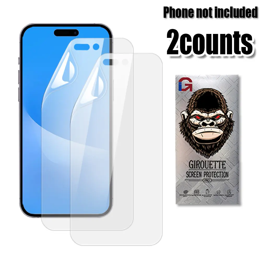2Pcs Ultra Clear Flexible Hydrogel Film Screen Protector Compatible with iPhone 15 Series 15/15 Pro/15 Plus/15 Pro Max, Real Bare Phone Touch Feeling, Dust Proof, Anti-Scratch Protection, Easy to Wipe & Clean