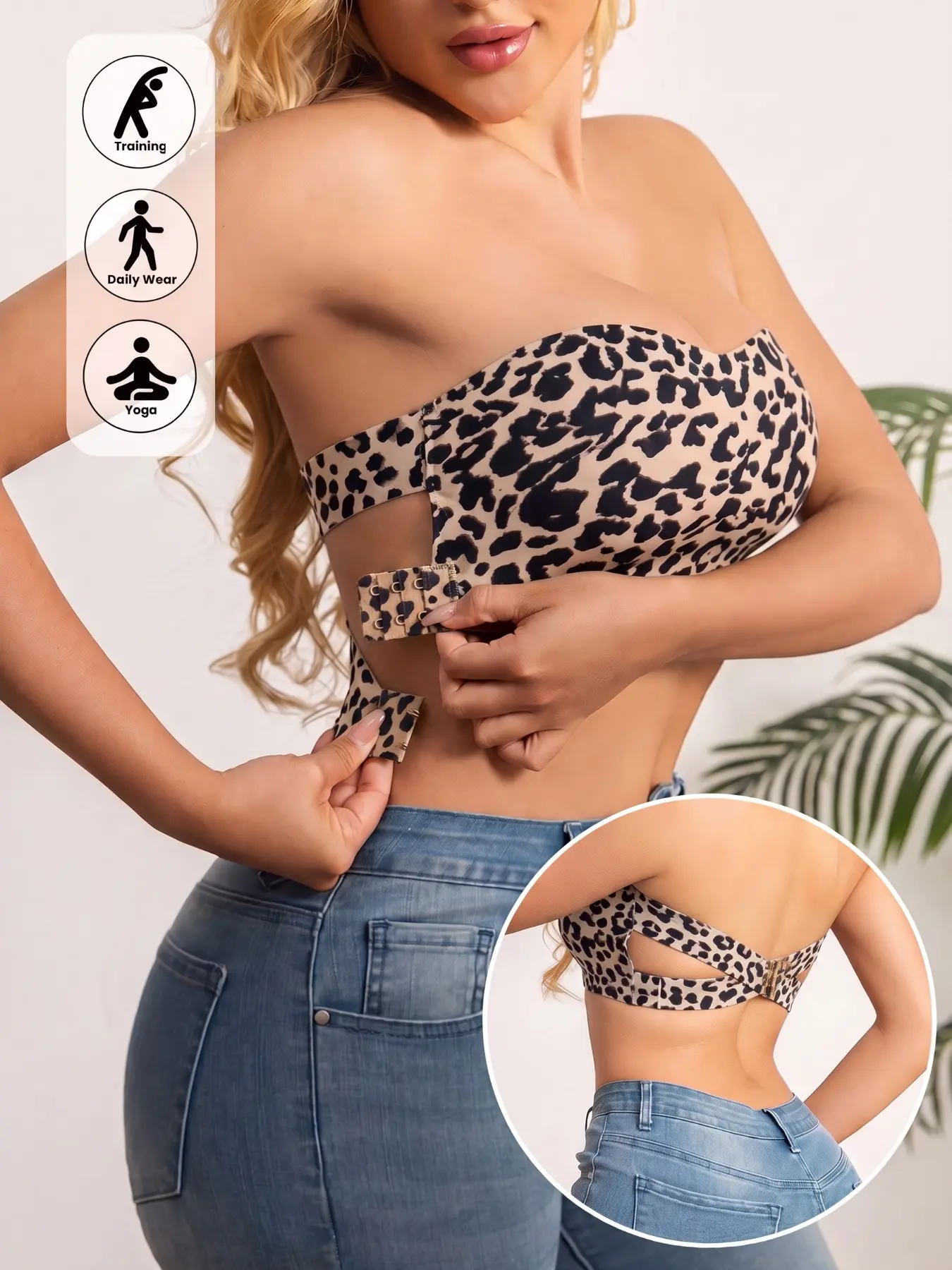 Women's Strapless Bra Without Underwire, Removable Pads, Side Buckle, Seamless, Comfortable Lift, Perfect for Daily and Special Occasions