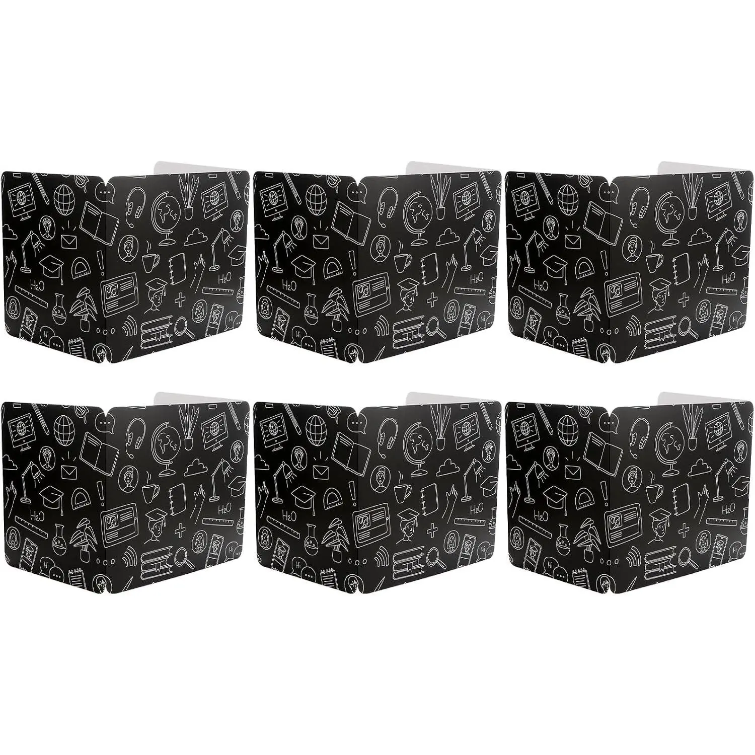6-Pack Foldable Cardboard Tri-Fold Desk Dividers, Privacy Testing Panels for Classroom Students & Teachers, Office Filing School Supplies (Black)