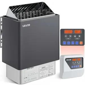 VEVOR 9KW Sauna Heater, Steam Bath Sauna Heater with Built - In Controls, Electric Sauna Stove, 3h Timer and Adjustable Temp for Max. 317 - 459 Cubic Feet, Home Hotel Spa Shower Use 220V