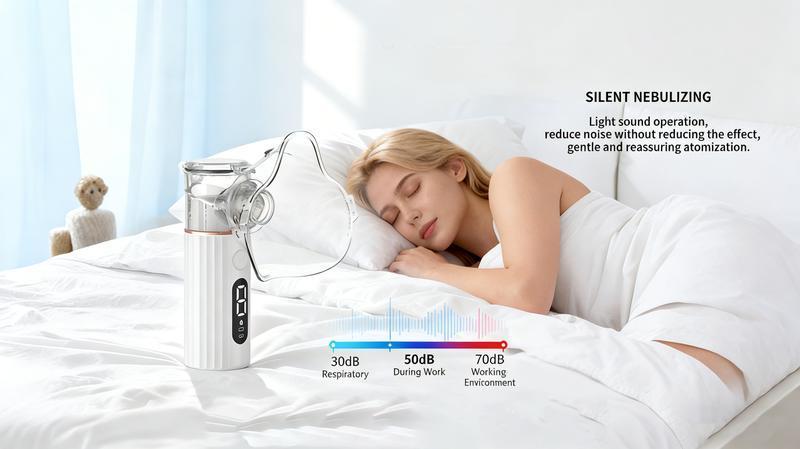 Portable Nebulizer Machine, Silent Ultrasonic Mesh Nebulizer for Kids & Adults, Handheld Rechargeable Personal Steam Inhaler for Travel & Home Relief (Includes Masks)