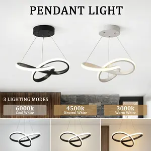 Modern LED Pendant Light Fixture, Dimmable Lighting, Creative Clover Line Design, Ceiling Mounted Chandelier for Hallway Entry Study Room Bedroom Dining Area, Indoor Decorative Light, Dimmable Ceiling Lights
