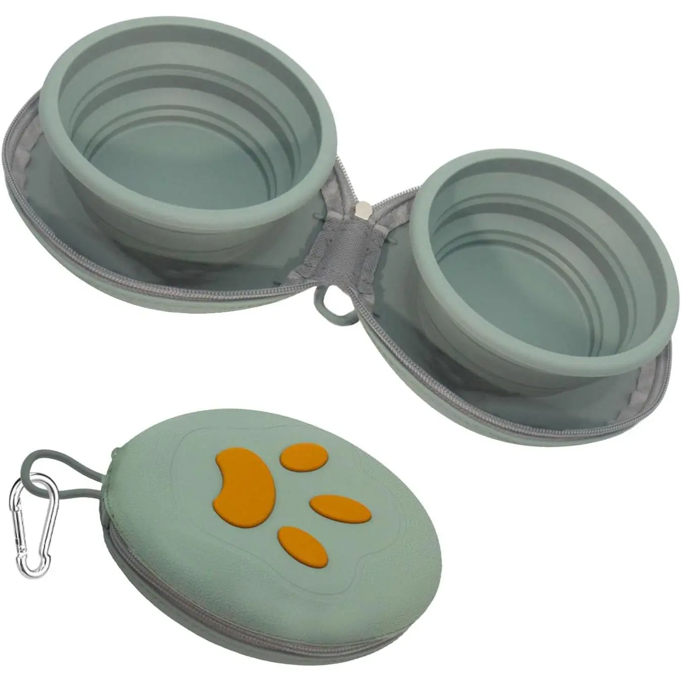 2-in-1 Collapsible  Travel Bowl Portable  Carabiner | For  and Water Use, Folds Flat for Compact Storage, Ideal for  Travel, Camping, Hiking, Road Trips and Daily Walks