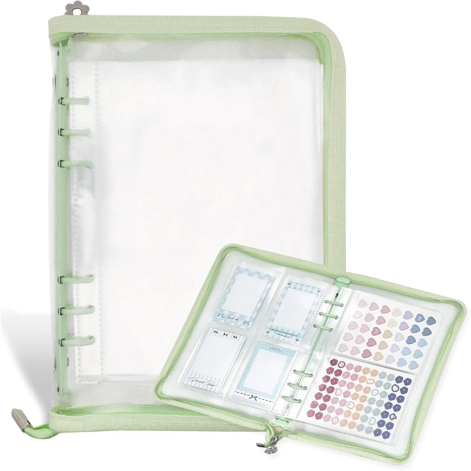 Sticker Organizer Binder Storage Book A5  Sticker Book Collecting Holder Display Album with 220 Pockets and Zipper Closure (Green)