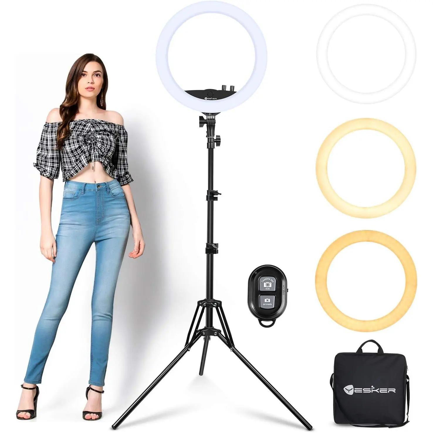 Nilight 14-Inch LED Ring Light Kit with Extendable Tripod + Bag, Mobile Phone Holder, Adjustable Color Temperature, Wireless Remote, D10s Accessories - Selfie Accessory for DSLR Camera, Vlog, Makeup