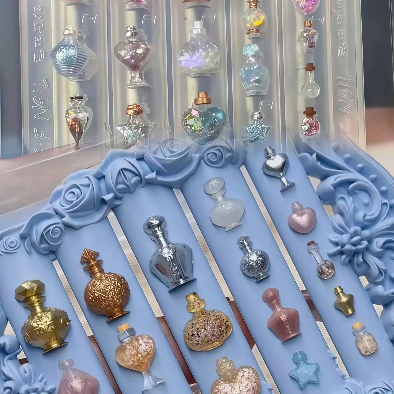 High Transparency Silicone Nail Mold, Butterfly Love Flower Design, Wish Bottle Magic Potion Nail Template, Single Piece Nail Art Tool