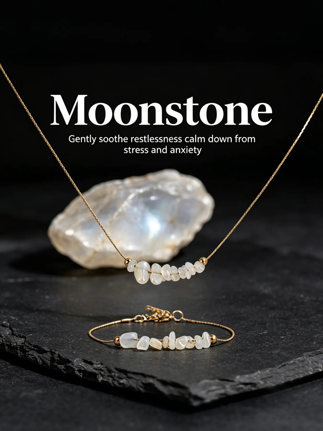 2Pcs Moss Agate Jewelry Necklace Set, Crystal Jewellery, for Fertility & Pregnancy, Natural Raw Crystal Beaded Pendant, Clearing Negative Energy & Purifying the Soul Gift for Her