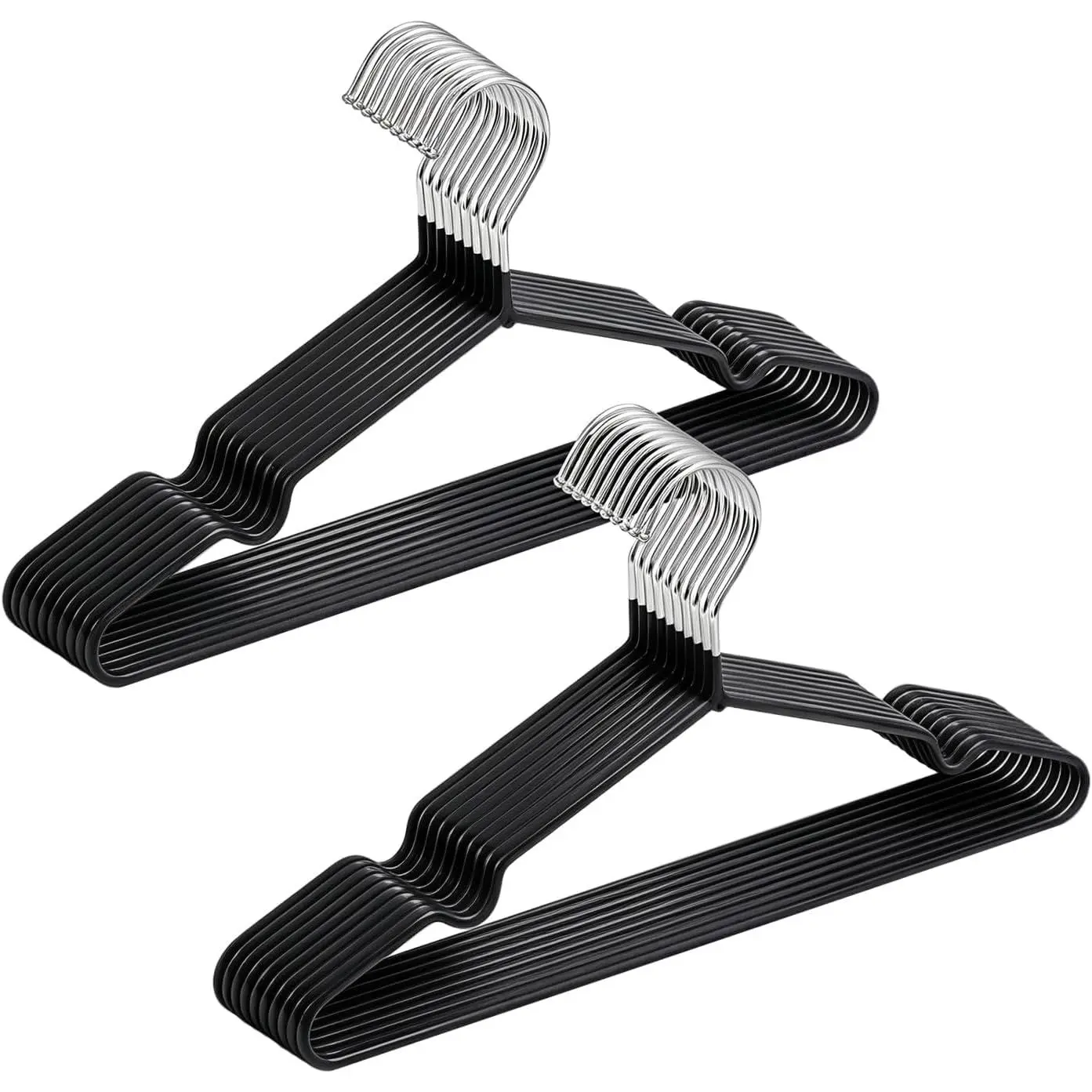 20 Pack Black Rubber Coated Metal Coat Hangers, 16" Non-Slip Clothes Hangers, Metal Hangers with Round Notches for Suit, Jacket, Shirt, Dress & Pants (Black)
