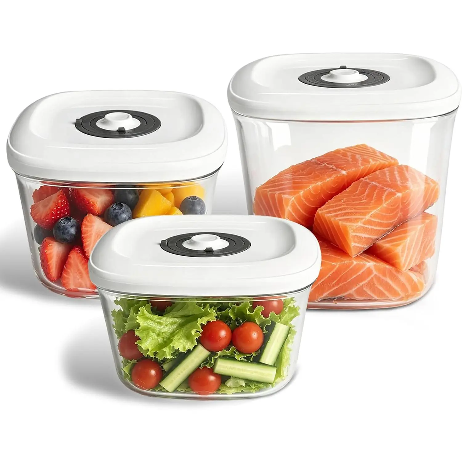 Vacuum Canister Set for  Storage, 1L 1.5L 2L Airtight Containers Compatible with  Vacuum Sealers,   Containers for Meal Prep, Pantry Storage, Coffee, Snacks & Dry Goods – 3 Pack